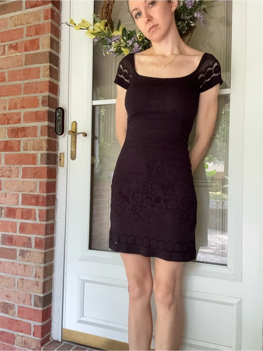 Vintage 2000’s Free People Black Lace Scoop-Neck Women's Evening Cocktail Dress